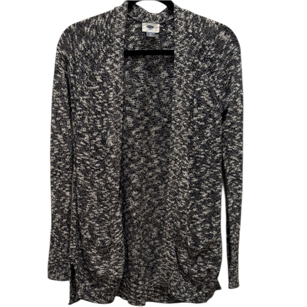 Old Navy Black and White Marled Knit Cardigan Women’s XS